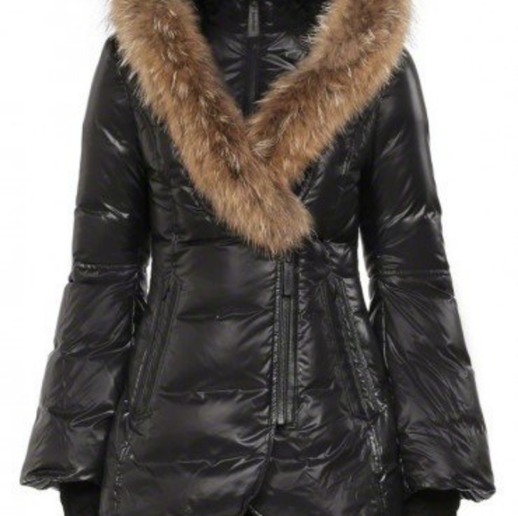 Mackage Shiny Black Puffer Jacket with Fur Hood - Picture 1 of 2